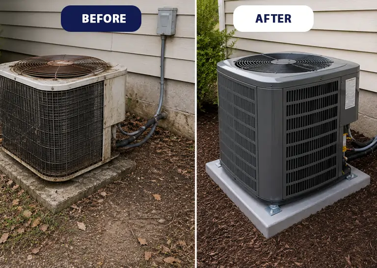 AC installation before and after