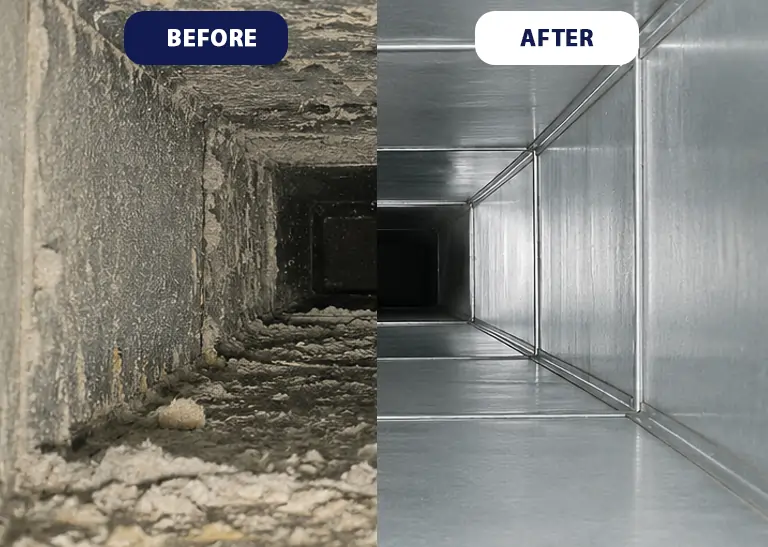 Air duct cleaning before and after